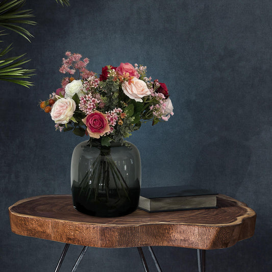 Kunstboeket met kunstbloemen – Flame Roses – 45 cm