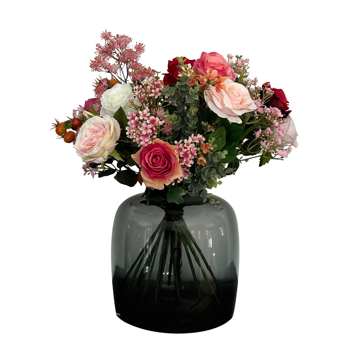 Kunstboeket met kunstbloemen – Flame Roses – 45 cm