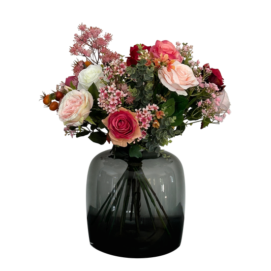 Kunstboeket met kunstbloemen – Flame Roses – 45 cm