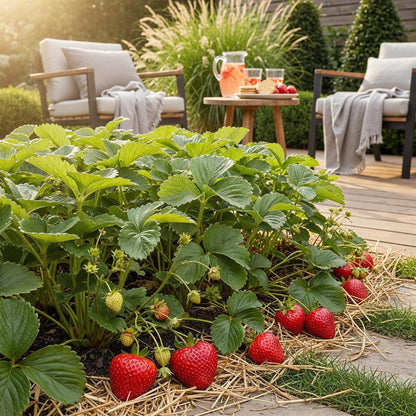 Green boutiQ - Fruitplanten - Aardbei - Fragaria Elvira - Winterhard - 3 Planten - Pot 9 cm - Rode Aardbei