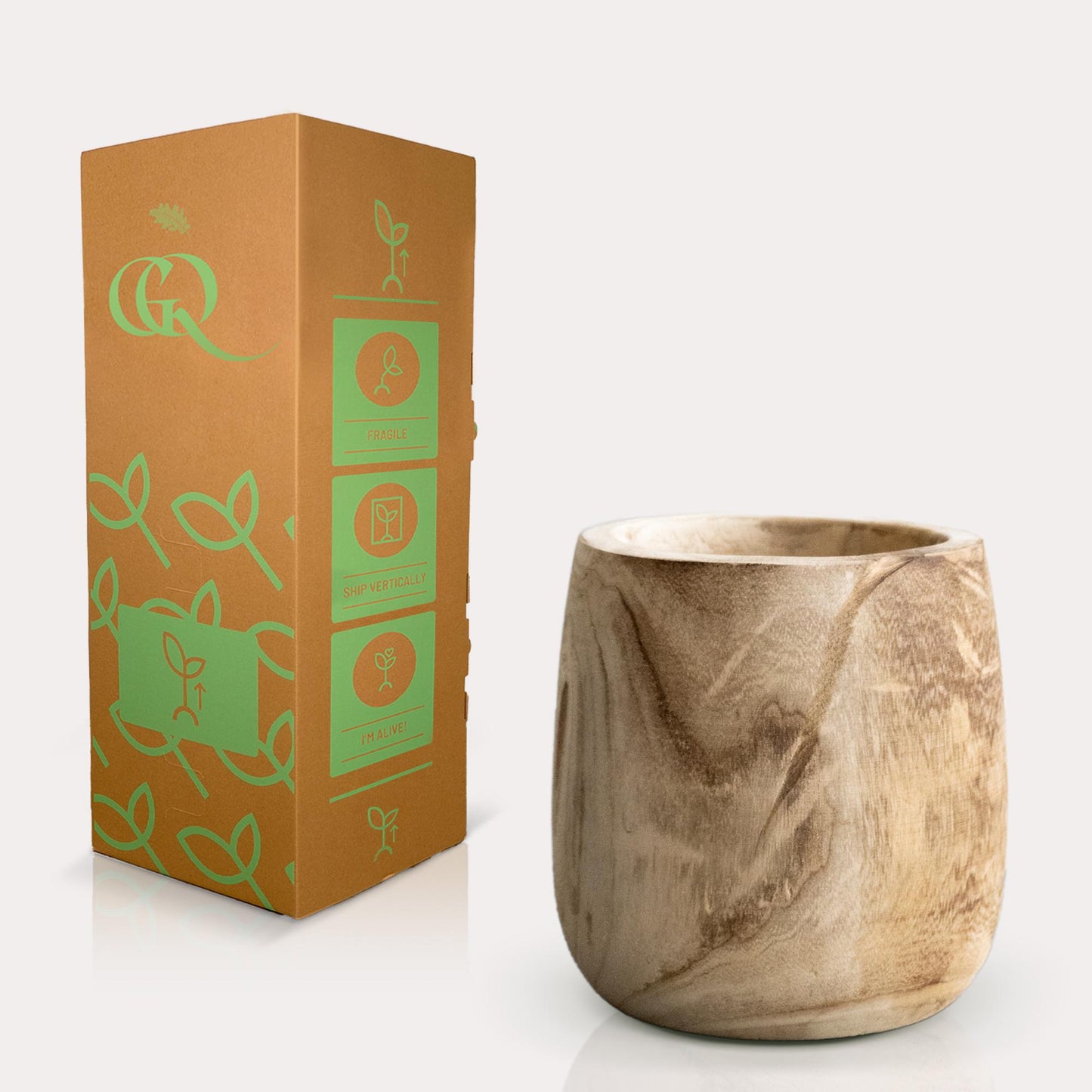 Pot - Hout lichtbruin - Pia pot - M - H25 D23