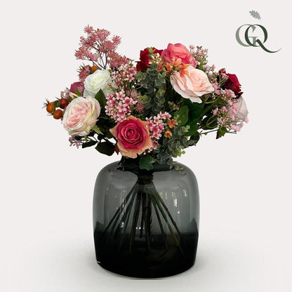 Kunstboeket met kunstbloemen – Flame Roses – 45 cm